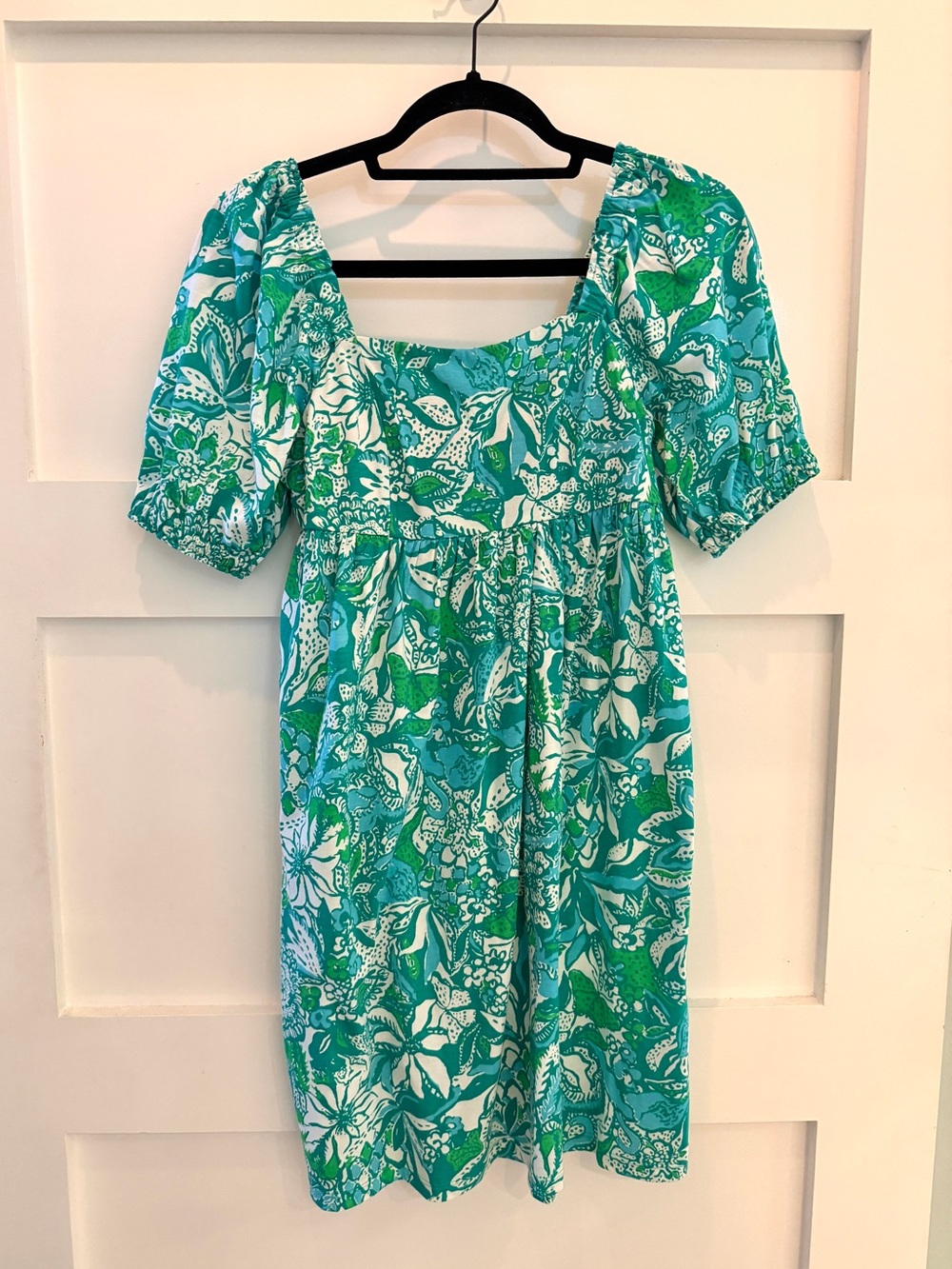Lilly Pulitzer Delaney Short Sleeve Dress Floral Mini Dress Botanical Green